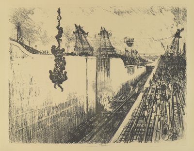 Dinner Time, Gatun Lock by Joseph Pennell