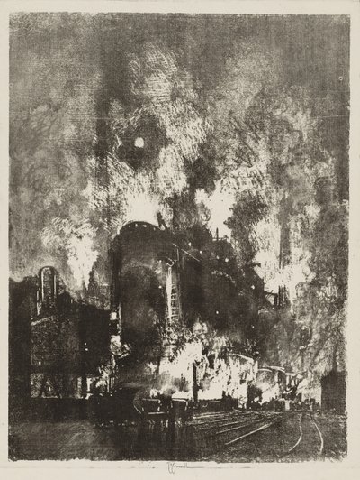 English War Work: Furnaces at Night by Joseph Pennell
