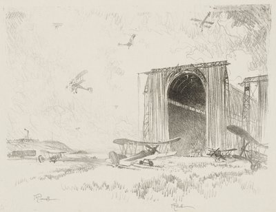English War Work: The Balloon-Shed by Joseph Pennell