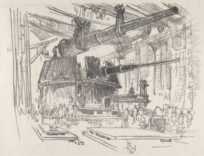Fitting Guns in Turrets, 1916 by Joseph Pennell