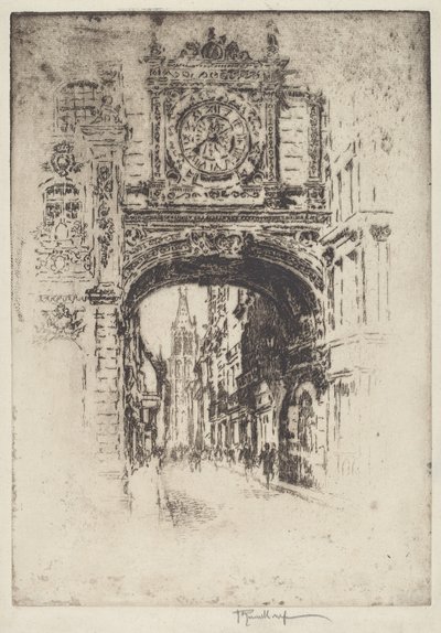 Grosse Horloge, Rouen by Joseph Pennell