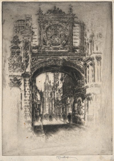 Great Clock; Rouen by Joseph Pennell