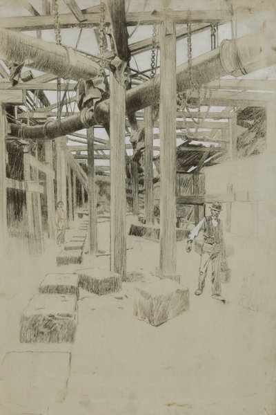 How the Pipes Are Suspended by Joseph Pennell