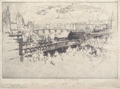 London over Charing Cross Bridge by Joseph Pennell