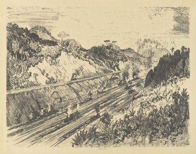 Looking Up the Cut from Bas Opispo by Joseph Pennell