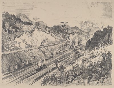 Looking up the Cut from Bas Obispo by Joseph Pennell