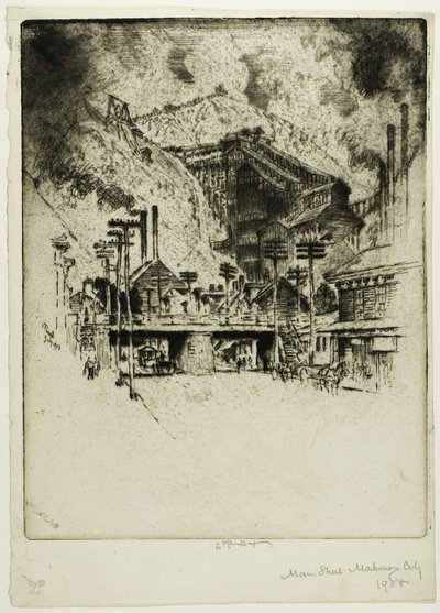 Main Street, Mahanoy City by Joseph Pennell