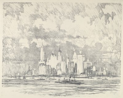 New York From Ellis Island by Joseph Pennell
