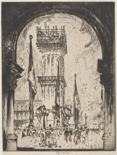 Rebuilding the Campanile, Venice, No.I by Joseph Pennell