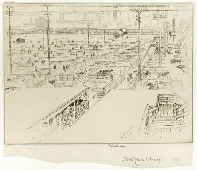 Stock Yards, Chicago by Joseph Pennell