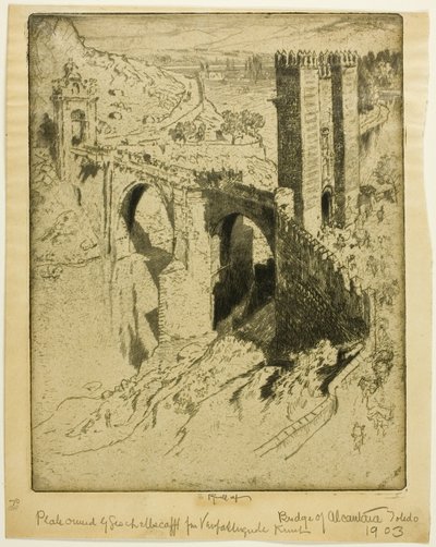 The Bridge of Alcantara, Toledo by Joseph Pennell