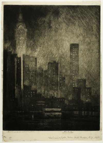 The Cross of Gold, Cedar Street Building by Joseph Pennell