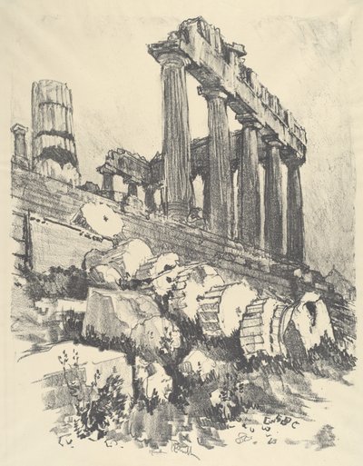The Fallen Column, Athens by Joseph Pennell