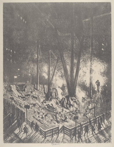 The Foundations, Building a Skyscraper, 1910 by Joseph Pennell