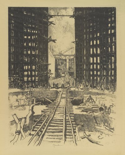 The Gates of Pedro Miguel Lock by Joseph Pennell