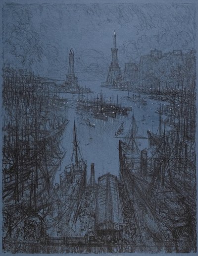 The Harbor, Genoa, 1913 by Joseph Pennell