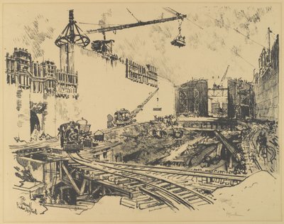 The Walls of Pedro Miguel Lock by Joseph Pennell