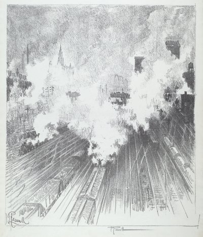 Train Yard, St. Louis by Joseph Pennell