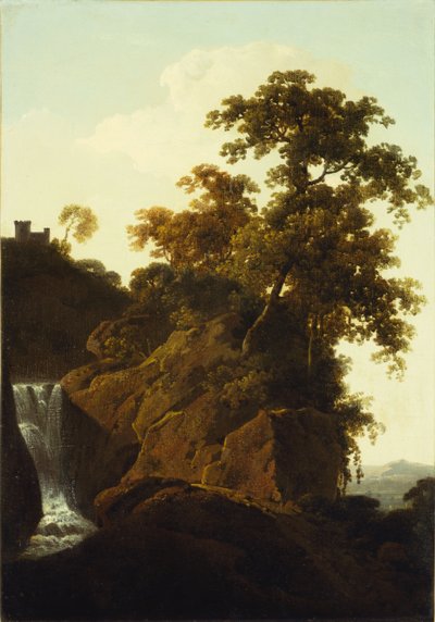 Rocky Landscape with a Waterfall by Joseph Wright of Derby