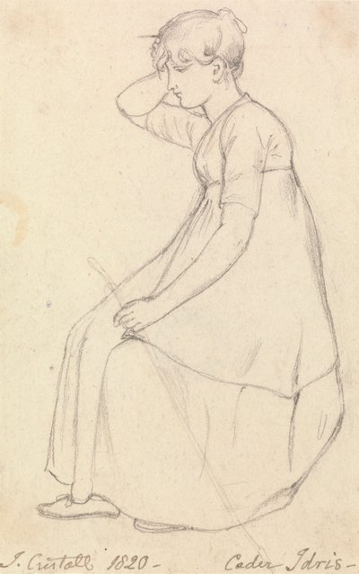 Seated Girl Holding a Stick by Joshua Cristall