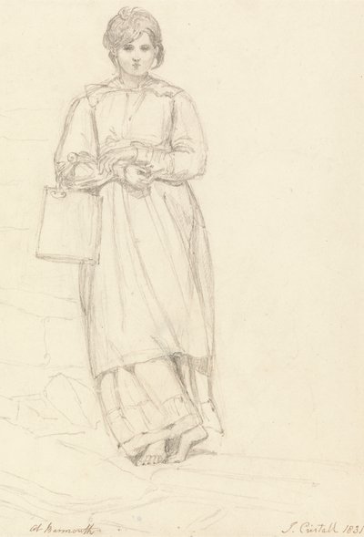 Young Girl Holding a Milk Can by Joshua Cristall