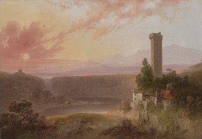 View of Lake Nemi at Sunset by Joshua H. Shaw