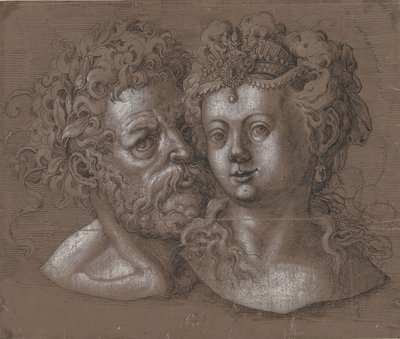 Heads of a Man and a Woman by Jost Amman