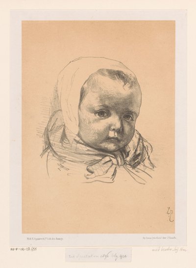 Portrait of a Baby with Cap by Jozef Israëls