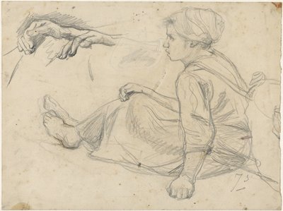 Sketches of a Sitting Fisher Girl by Jozef Israëls
