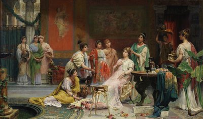 Toilette of a Roman Lady by Juan Giménez Martín