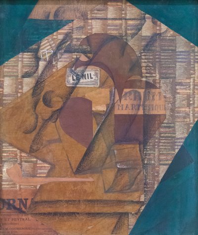 Bottle of Rum and Newspaper by Juan Gris