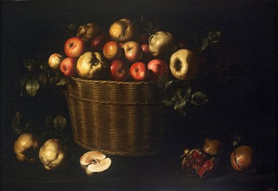 Basket with Apples, Quinces and Pomegranates by Juan de Zurbaran