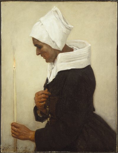 Breton Peasant Woman Holding a Taper, c.1869 by Jules Breton