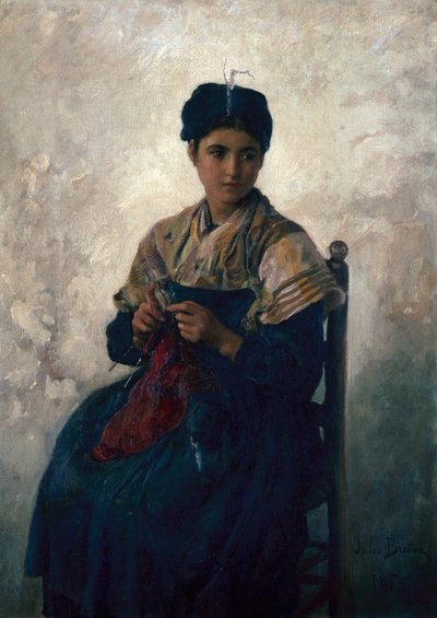 Peasant Girl Knitting by Jules Breton
