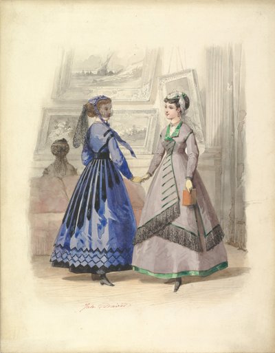 Two Women in an Art Gallery by Jules David