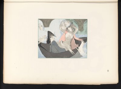 Two Female Figures with Birds and a Dog by Jules Germain