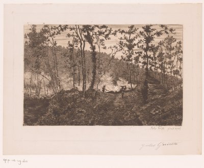 Forest with Woodcutters and Wood Burners by Jules Guiette