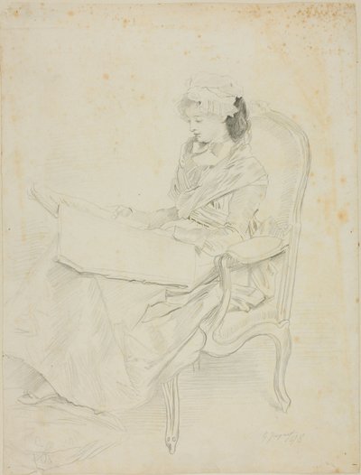 Seated Young Woman Reading by Jules Jacquet