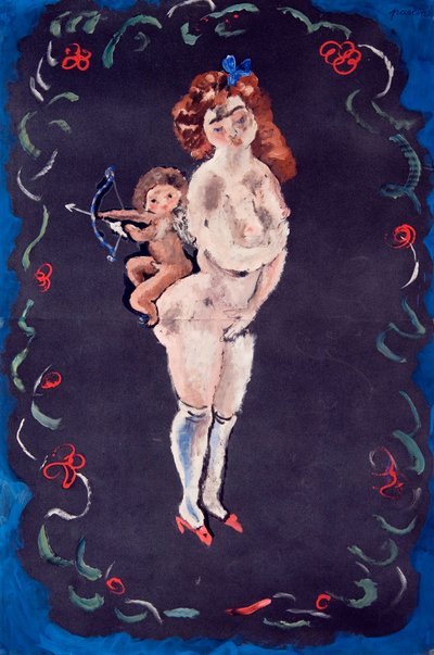 Nude and Cupid by Jules Pascin