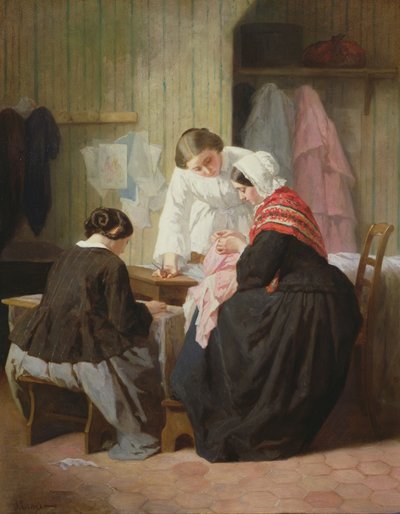 Ladies Sewing by Jules Trayer