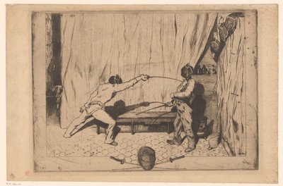 Two Fencers in Action by Jules de Goncourt