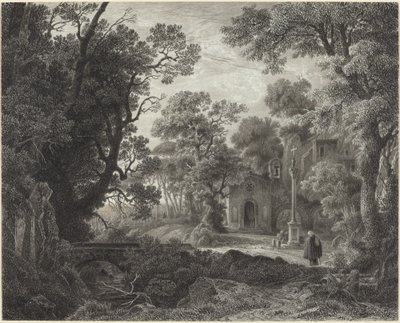 A Woodland Chapel at Evening by Julius Albert Elsasser