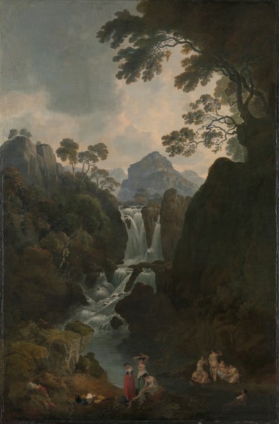 A Waterfall with Bathers by Julius Caesar Ibbetson