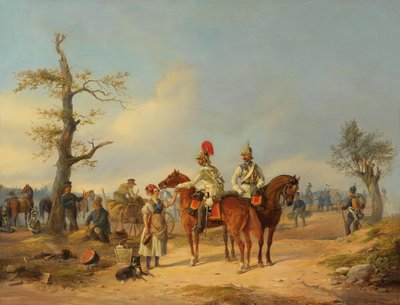 Marketenderin and Prussian Cuirassiers by Julius Carl Schulz