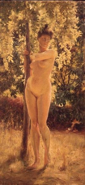 Female Nude Under a Shady Tree by Julius Leblanc Stewart