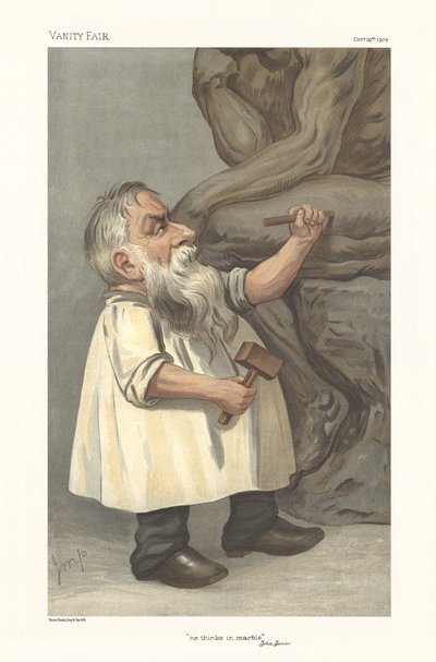 Caricature Showing Rodin Sculpting by Julius Mandes Price