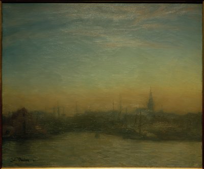 View of the Harbor at Sunset. Copenhagen by Julius Paulsen
