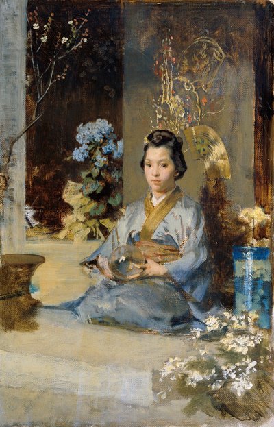Japanese Woman in a Room by Julius Victor Berger