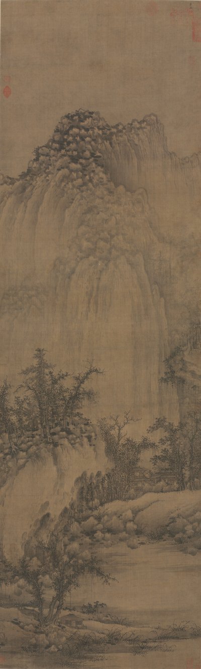 Buddhist Retreat by Stream and Mountains by Juran