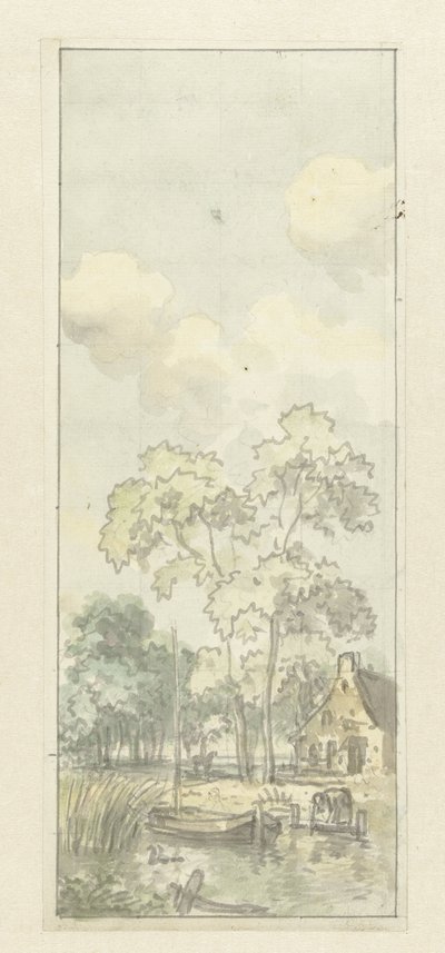 Design for Wallpaper Painting with Dutch Landscape by Jurriaan Andriessen